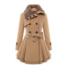 Women's Slim Double-Breasted Wool Trench Coat with Sherpa Lining