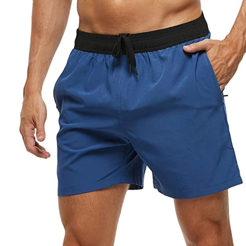 Men’s Quick Dry Swim Trunks with Zipper Pockets and Mesh Lining