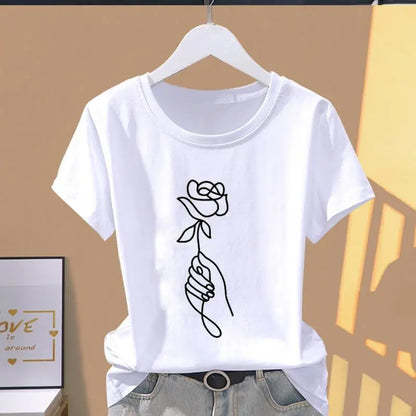 Floral Print Oversized Short-Sleeve T-Shirt for Women