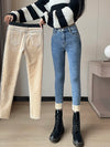 High-Waist Velvet Skinny Jeans - Warm & Stylish