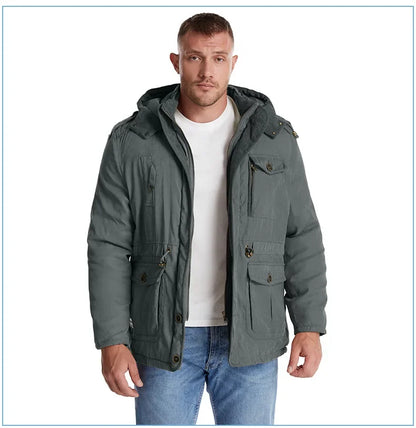 Thickened Multi-Pocket Mid-Length Casual Coat