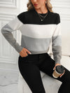 Women’s Knitted Contrast Color Pullover Sweater