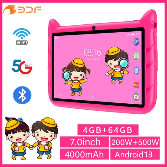 BDF 7-Inch Kids Tablet - Android 13, 4GB RAM, 64GB Storage