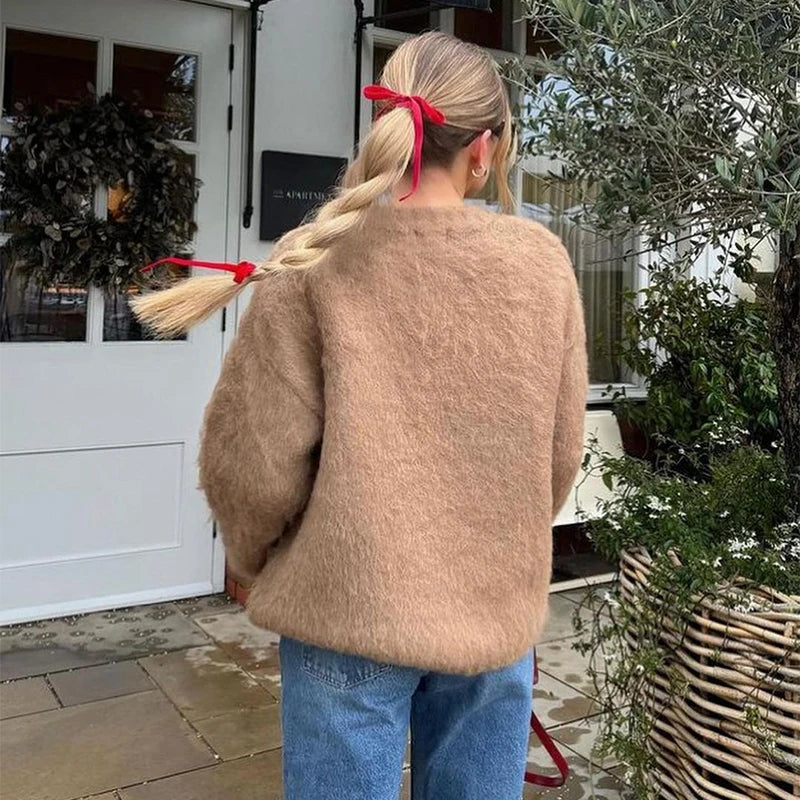 Retro Knit Pullover for Women – Casual Loose Sweater
