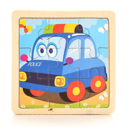Baby Wooden Montessori Puzzle - 3D Cartoon Animal Puzzle
