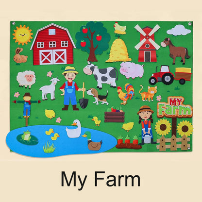 Felt Story Board Set Toy – Farm Animals Interactive Play Mat