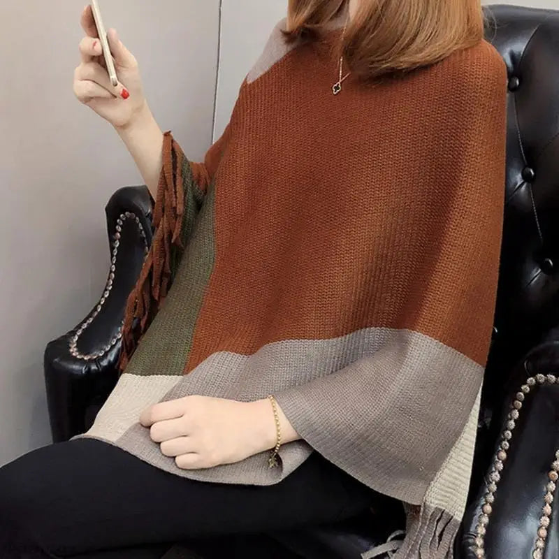 Elegant Ladies Poncho Cape Sweater