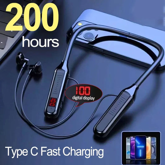 Wireless Neck Strap Headset 5.3 – LED Display Stereo Gaming & Sports Earbuds