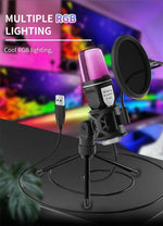 RGB USB Condenser Gaming Microphone for Podcast