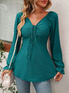 Sexy V-Neck A-Line Blouse with Drawstring Waist