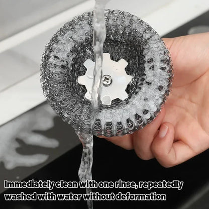 Stainless Steel Dish Scrubber with Handle for Kitchen Rust Removal