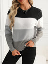 Women’s Knitted Contrast Color Pullover Sweater
