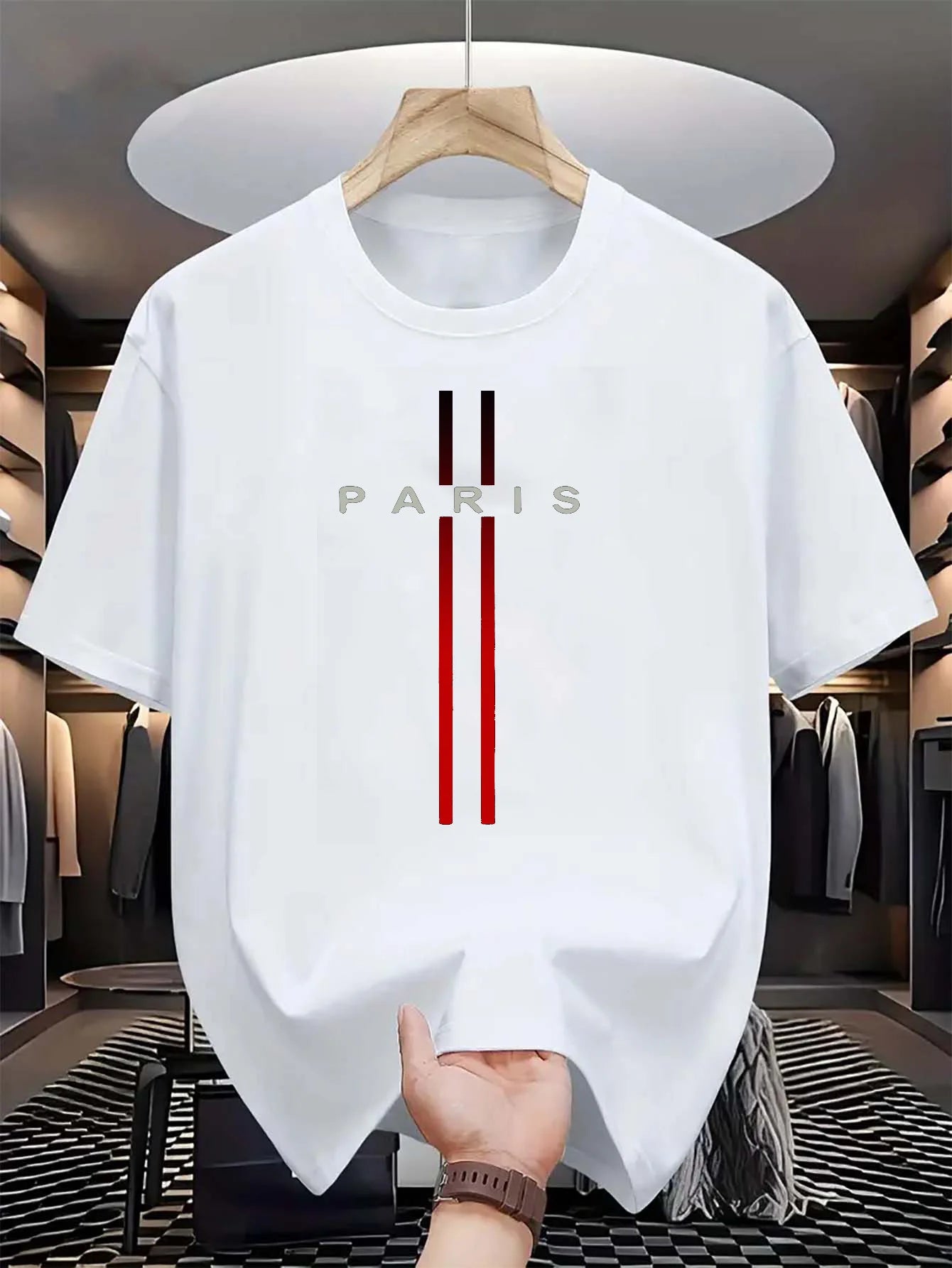 Men’s 100% Cotton Paris Print T-Shirt – Casual Summer Tee