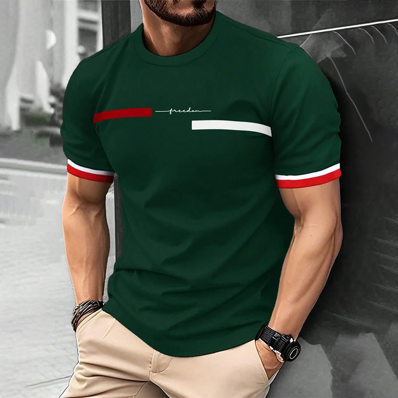 3D Stripe Letter Print Men's Hip Hop T-Shirt