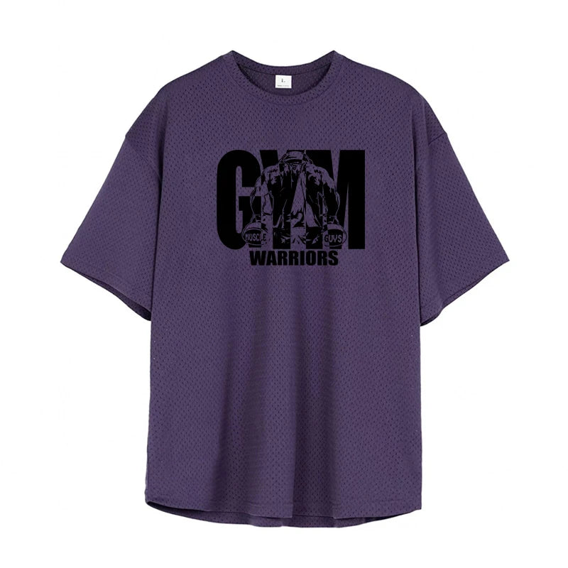 Men’s Oversized Quick-Dry Gym T-Shirt – Breathable Mesh Fitness Tee