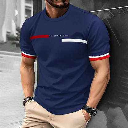 3D Stripe Letter Print Men's Hip Hop T-Shirt