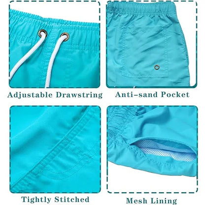 Men's Graphic Beach Board Shorts Quick Dry Swim Trunks with Pockets