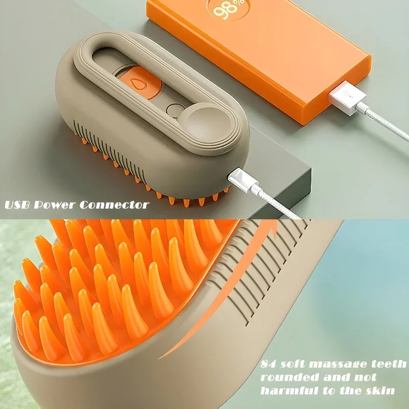 3-in-1 Electric Pet Grooming Brush with Steamy Spray & Hair Removal