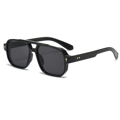 Retro Double Bridge Square Sunglasses for Men and Women