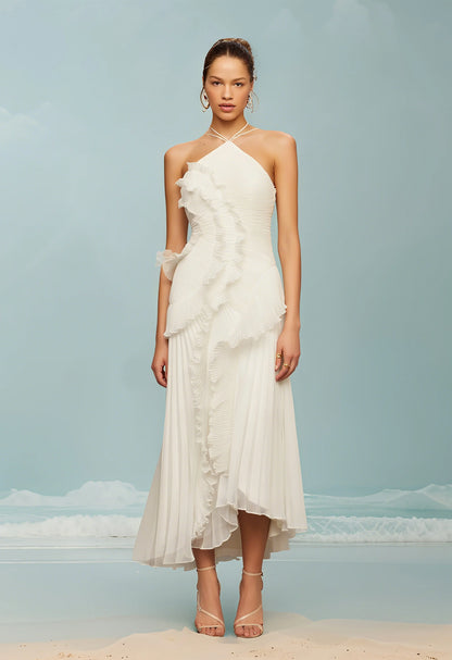 Elegant Y2K Ruffle Backless Summer Gown