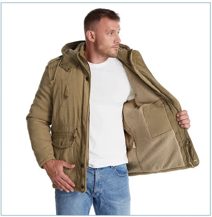 Thickened Multi-Pocket Mid-Length Casual Coat