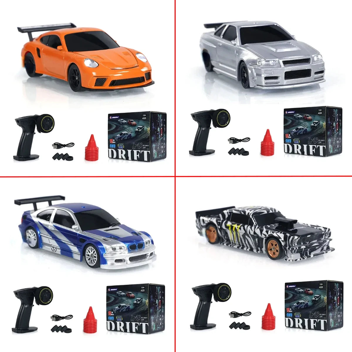 Mini 4WD RC Drift Car 1/43 Scale High-Speed Remote Control Racing Car