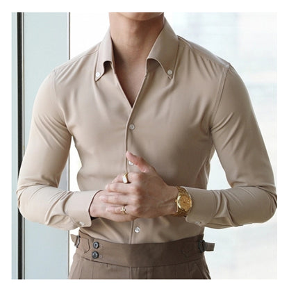 Men's Slim-Fit Italian Collar Shirt - Wrinkle-Free & Stylish