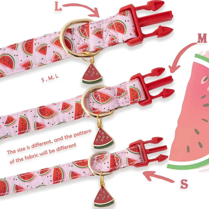 Fruit Pattern Dog and Cat Collar with Cute Metal Pendant for Pets