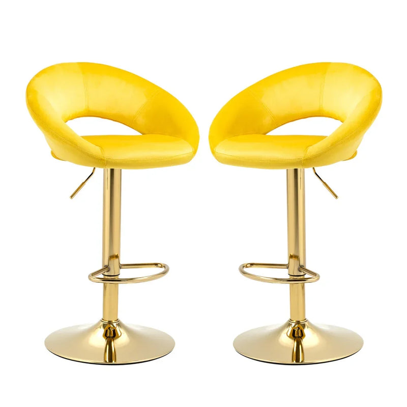 Set of 2 Velvet Adjustable Bar Chairs