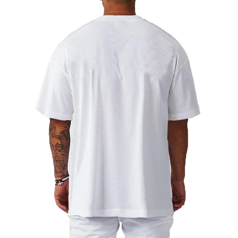 Men’s Oversized Quick-Dry Gym T-Shirt – Breathable Mesh Fitness Tee