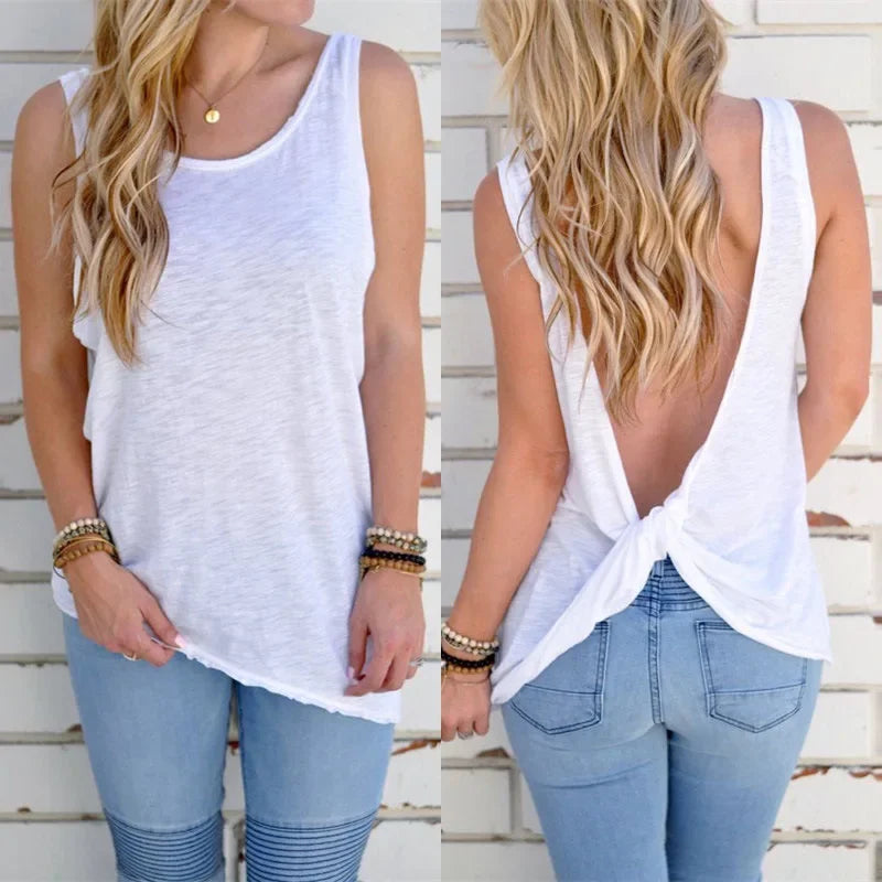 Sexy Backless Cross Tank Top