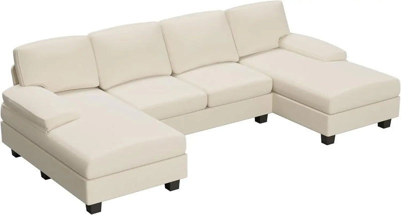 Convertible U-Shaped Modular Sofa Set with Double Chaise