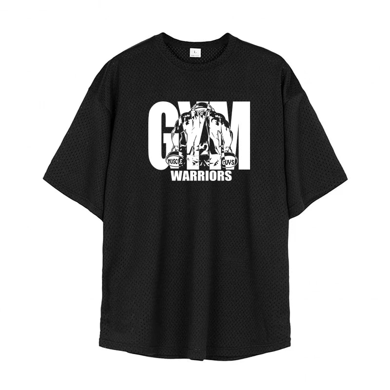 Men’s Oversized Quick-Dry Gym T-Shirt – Breathable Mesh Fitness Tee