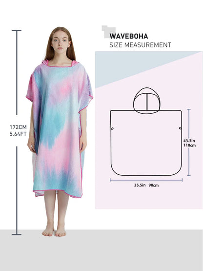 Quick-Dry Surf Poncho Towel Hoodie for Adults Microfiber Beach Changing Robe