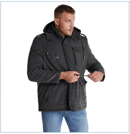 Thickened Multi-Pocket Mid-Length Casual Coat