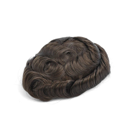 Topunique Full Swiss Lace Men’s Toupee – 90% Light to Medium Light Density