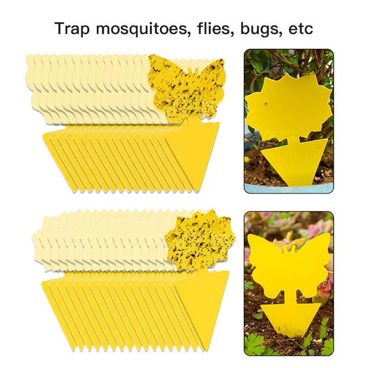 Double-Sided Yellow Sticky Insect Trap Butterfly Sunflower Shape Pest Control