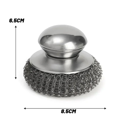 Stainless Steel Dish Scrubber with Handle for Kitchen Rust Removal