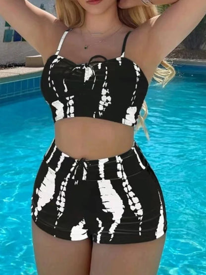 High Waist Drawstring Front Bikini Bottoms for Women Swimwear Beachwear