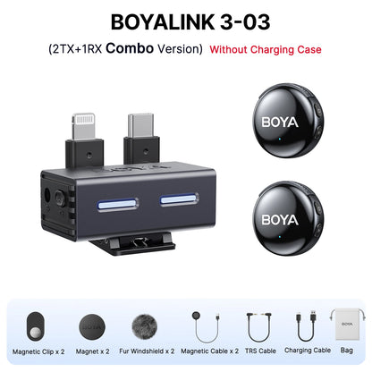 BOYA BOYALINK 3 Mini Wireless Lavalier Mic – Pro Audio for iPhone, Android & Camera