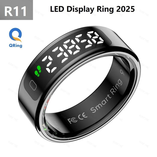 Qring R11 Smart LED Ring – Heart Rate & Oxygen Monitor in Stylish Stainless Steel