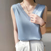 Elegant Women's Silk Chiffon Camisole with Lace V-neck