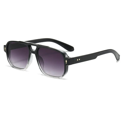 Retro Double Bridge Square Sunglasses for Men and Women