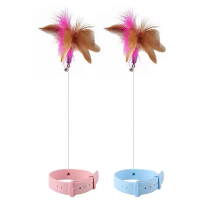 Interactive Feather Teaser Wand with Bell for Cats