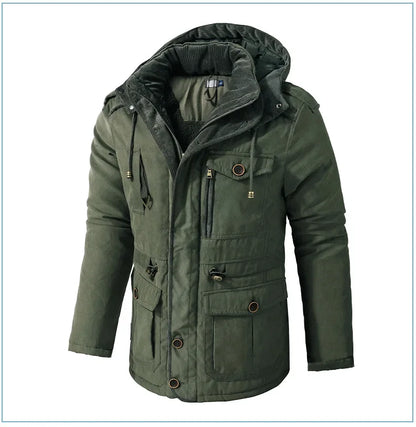 Thickened Multi-Pocket Mid-Length Casual Coat