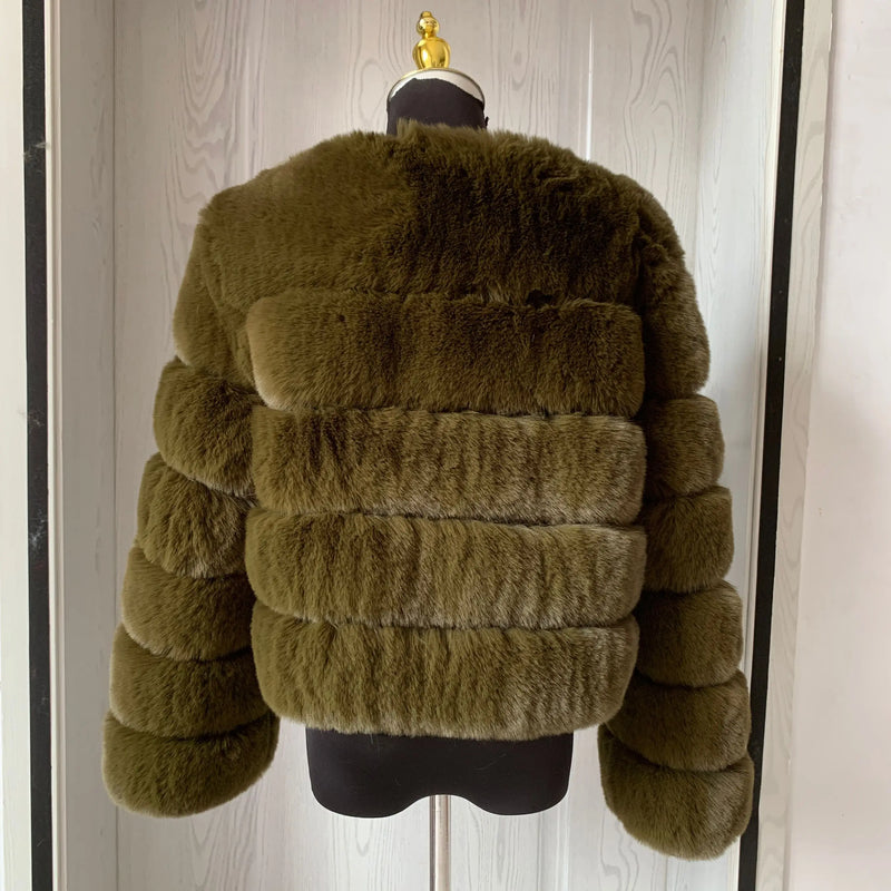 Women's High-Quality Faux Fox Fur Coat