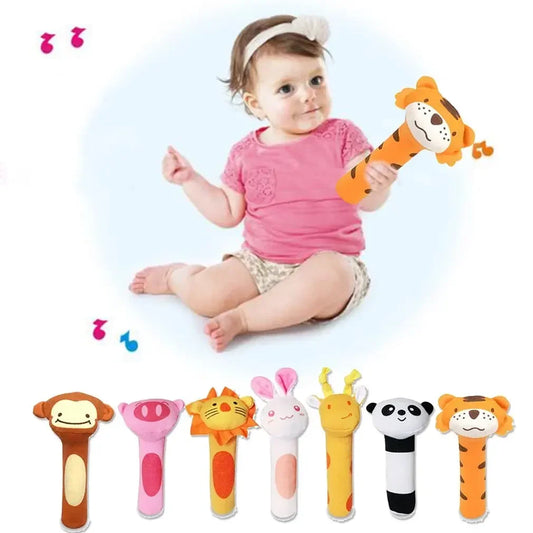 Cartoon Animal Hand Bell Rattle - Soft Plush Baby Rattle Toy