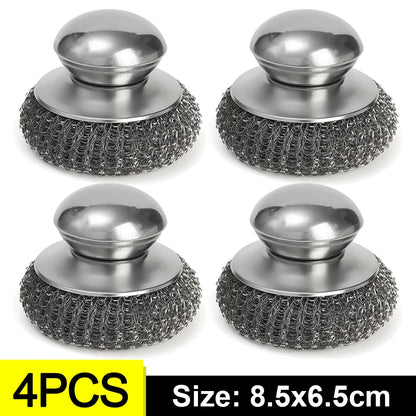 Stainless Steel Dish Scrubber with Handle for Kitchen Rust Removal