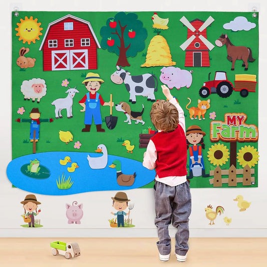 Felt Story Board Set Toy – Farm Animals Interactive Play Mat