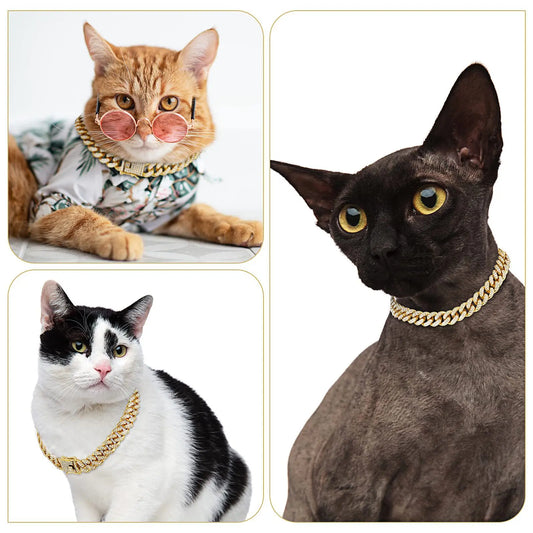 Dog & Cat Diamond Cuban Chain Collar with Secure Buckle